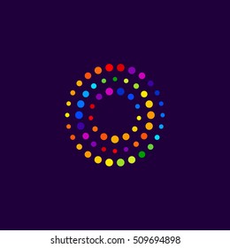 Letter O logo.Dots logo colorful,dotted shape logotype vector design