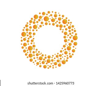 Letter O logo.Dots logo, vector design dotted with logotype shapes with gradient-Vector colors