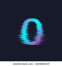 Letter O logo.Geometric style typographic icon.Neon colors abstract lettering sign.Alphabet initial isolated on dark background.Modern concept.Design,creative company,web character shape.
