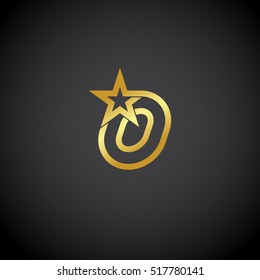 Letter O logo,Gold star sign Branding Identity Corporate unusual logo design template