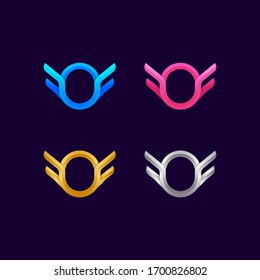 Letter O logotype with Colourful and Premium Luxury Wings logo, Freedom and Fly sign, Falcon or Eagle symbol for your Business Company and Corporate branding identity, Vector illustration