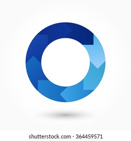 Letter O logotype concept. Loading bar or waiting isolated abstract icon. Stained-glass blue colored graphic template. Corporate soft branding identity, disc element idea, creative O or 0 digit shape.