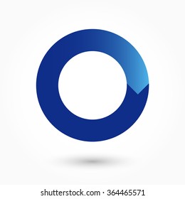 Letter O logotype concept. Loading bar or waiting isolated abstract icon. Stained-glass blue colored graphic template. Corporate soft branding identity, disc element idea, creative O or 0 digit shape.