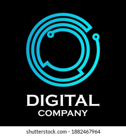 Letra o logotipo gradiente color azul con punto, tecnología y abstracto digital adecuado para su negocio
