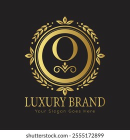 Letter O Luxury brand logo design with a royal gold crown emblem and elegant typography
