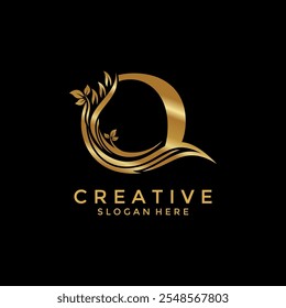Letter O with Luxury Gold Flower logo design vector template, Initial Letter Professional logo for all kinds of business