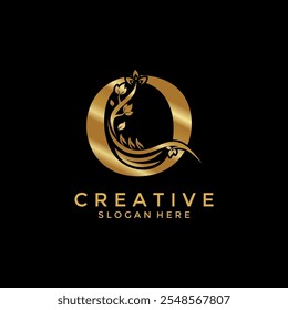 Letter O with Luxury Gold Flower logo design vector template, Initial Letter Professional logo for all kinds of business