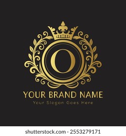 Letra O conceito de logotipo de ouro de luxo
