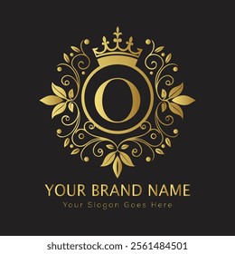 Letter O luxury gold logo concept
