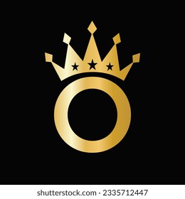 Letter O Luxury Logo With Crown Symbol. Crown Logotype Template