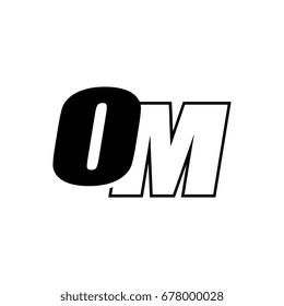 letter O and M logo overlapping black negative