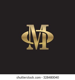 letter O and M monogram golden logo