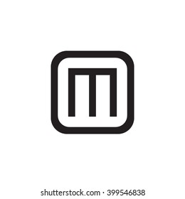 letter O and M monogram square shape logo, letter M with rounded square frame logo black