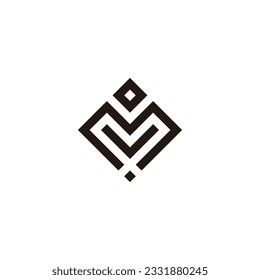 Letter o, M and V square, elegant geometric symbol simple logo vector