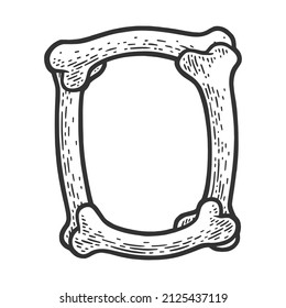 letter O made of bones sketch engraving vector illustration. Bones font. T-shirt apparel print design. Scratch board imitation. Black and white hand drawn image.