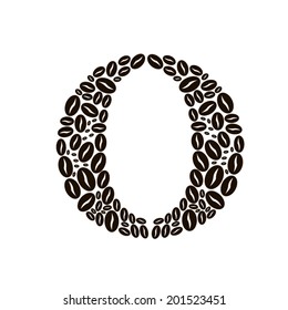 Letter O made of coffee beans vector set
