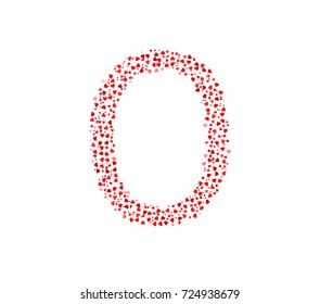 Letter O Made Of Red Hearts