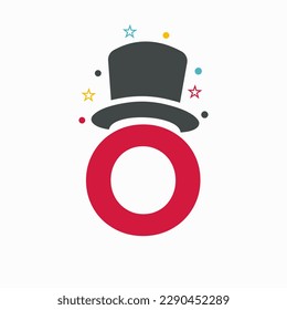 Letter O Magic Hat Logo Design. Magician Symbol Vector Template