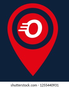 letter O and map pin. logo concept. Designed for your web site design, logo, app, UI