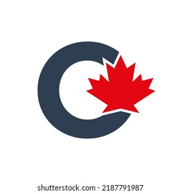 Letter O Maple Leaf Logo Template Symbol Of Canada. Minimal Canadian Logo Business And Company Identity