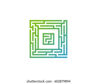 Letter O Maze Labyrinth Logo Design Element