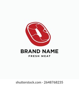 Letra O design do logotipo da fatia de carne. Inicial O monograma de carne crua ícone de bife símbolo símbolo ilustração vetorial