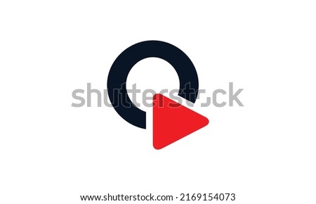 Letter O Media and play symbol logo design, Digital Video Logo Design Template, Vector Illustration on a White Background Foto stock © 