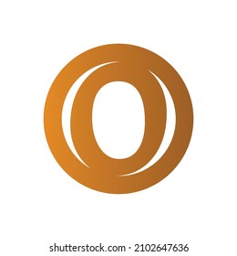 Letter O with metallic texture,3d Glossy, metal texture, Gold, steel and realistic shadow for logo