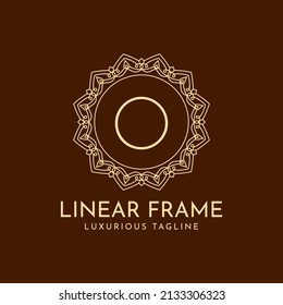 letter O minimalist circle frame linear luxury decoration vector logo design