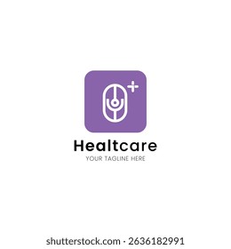 Letter O minimalist and iconic healthcare logo, medical and clinic with stethoscope