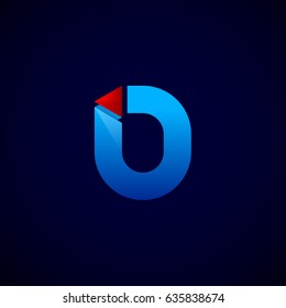 Letter O with Modern glossy and Triangle logo, Arrow and forward, Vector abstract origami, Digital, Technology, Media logotype