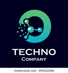 Letter o with molecule design logo template illustration
