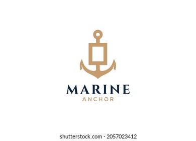 Letter O monogram, Anchor logotype. Logo of yacht club, maritime.