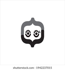 A Letter O monogram logo with gear teamwork