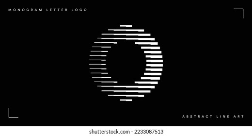 Letter O Monogram Logo Icon Geometric Horizontal Stripe Lines