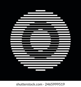 Letter O Monogram Logo Icon Round Geometric Horizontal Stripe Lines