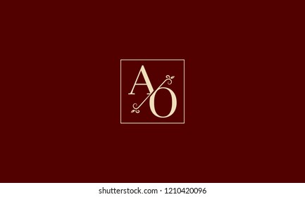 LETTER A AND O MONOGRAM LOGO WITH SQUARE FRAME FOR LOGO DESIGN OR ILLUSTRATION USE
