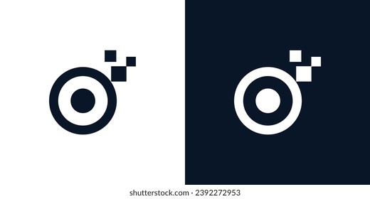 Letra O Monograma - Concepto de logotipo de letra O píxel