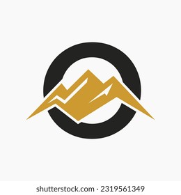 Letter O Mount Logo. Mountain Nature Landscape Logo Combine With Hill Icon and Template