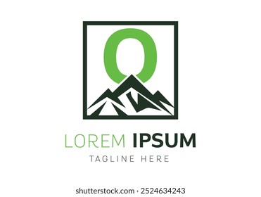 Letter O with Mountain logo design inspiration. Vector letter template design