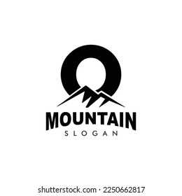 Letter O Mountain Logo. Explore Mountain Advanture Symbol Company Logo Template	
