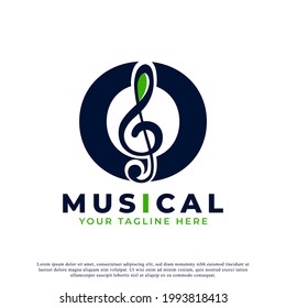 Letter O with Music Key Note Logo Design Element. Usable for Business, Musical, Entertainment, Record and Orchestra Logos