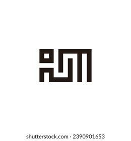Letter o, N and m square geometric symbol simple logo vector