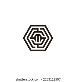 Letter O, N, S and M hexagon geometric symbol simple logo vector
