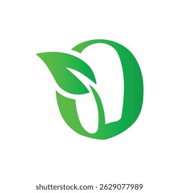 letter o with nature leaf logo design	