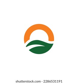 Letter O nature logo vector, combination of letter O, sun and leaves, simple and modern, suitable for nature, garden or anything related to nature.