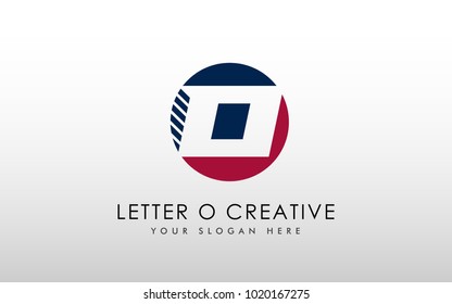 Letter O Negative Space Logo Design Template. Letter O inside Circle