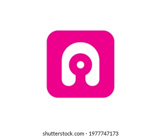 letter a o negative space on rounded square	
