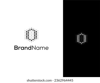 letter O or number 0  with hexagon and dot concept logo for lab or technology company