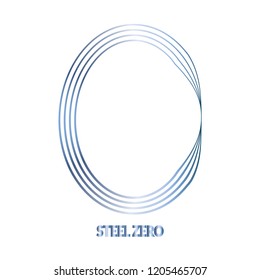 Letter O number 0 logo icon design template elements. Zero emblem original vector illustration. Null symbol scroll element with metal effect. Blue steel 0 label element